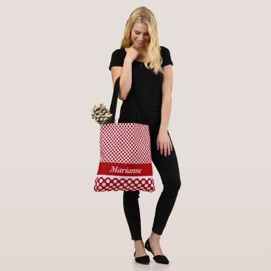 Classy Named Red & White Polka Dot Canvas tas (Op model)