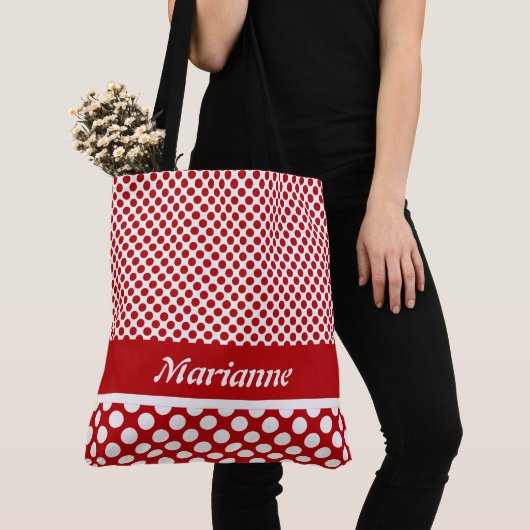 Classy Named Red & White Polka Dot Canvas tas (Dichtbij)