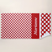 Classy Named Red & White Polka Dot Strandlaken (Voorkant)