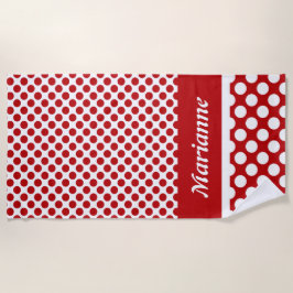 Classy Named Red & White Polka Dot Strandlaken