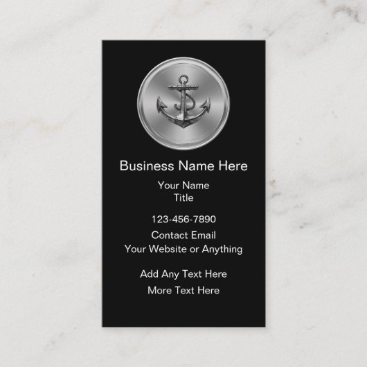 Classy Nautical Anchor Theme Business Cards Visitekaartje (Voorkant)