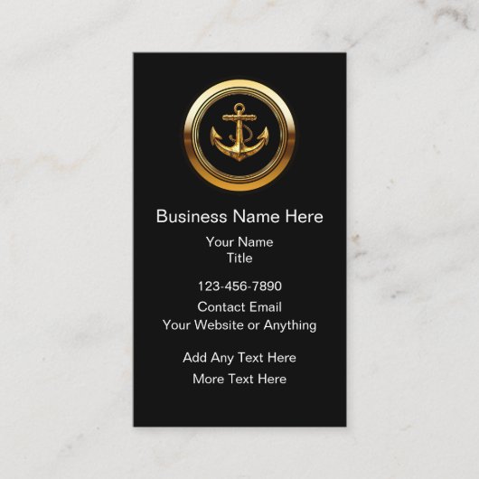 Classy Nautical Anchor Theme Business Cards Visitekaartje (Voorkant)