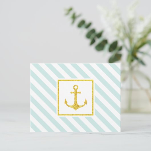 Classy Nautical Design Faux Glitter Anchor Briefkaart (Staand voorkant)