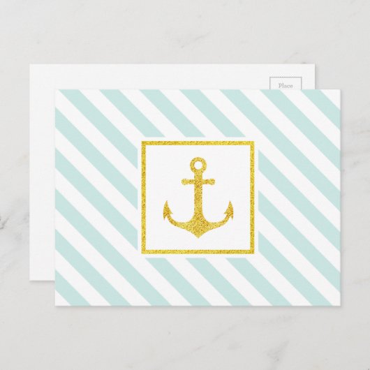 Classy Nautical Design Faux Glitter Anchor Briefkaart (Voorkant / Achterkant)