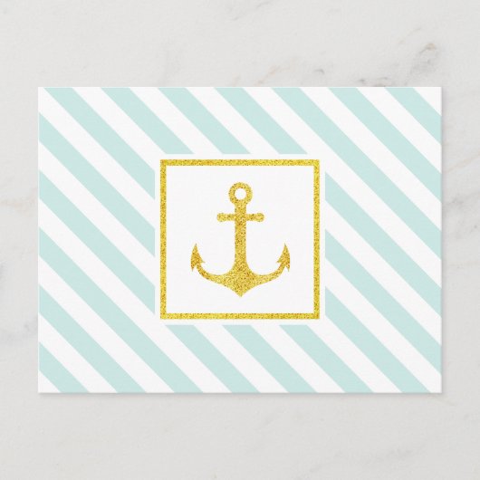 Classy Nautical Design Faux Glitter Anchor Briefkaart (Voorkant)