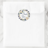 Classy Nautical Floral Navy & Gold Hartelijk dank Ronde Sticker (Tas)