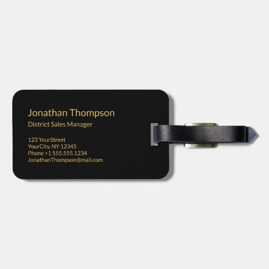 Classy Nautical Gold Anchor op zwart Bagagelabel (Achterkant horizontaal)