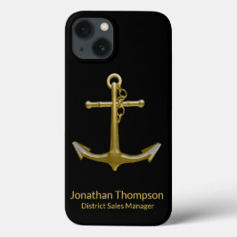 Classy Nautical Gold Anchor op zwart Case-Mate iPhone Case