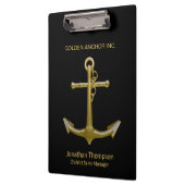 Classy Nautical Gold Anchor op zwart Klembord (Links)