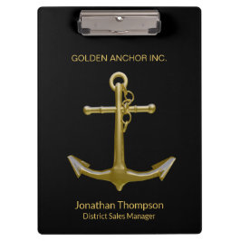 Classy Nautical Gold Anchor op zwart Klembord
