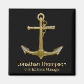 Classy Nautical Gold Anchor op zwart Magneet (Voorkant)