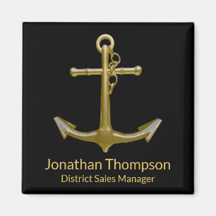 Classy Nautical Gold Anchor op zwart Magneet