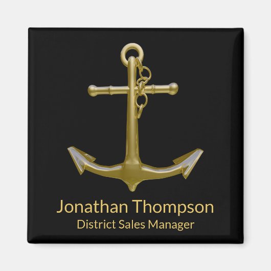Classy Nautical Gold Anchor op zwart Magneet (Voorkant)