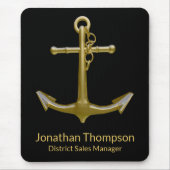 Classy Nautical Gold Anchor op zwart Muismat (Voorkant)