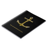 Classy Nautical Gold Anchor op zwart Notitieboek (Linkerzijde)