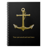 Classy Nautical Gold Anchor op zwart Notitieboek (Voorkant)