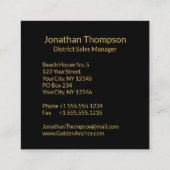 Classy Nautical Gold Anchor op zwart Vierkante Visitekaartje (Achterkant)