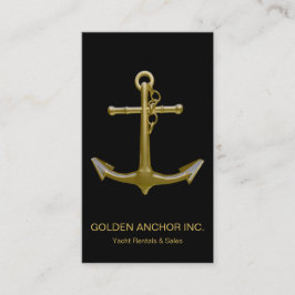 Classy Nautical Gold Anchor op zwart Visitekaartje