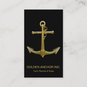 Classy Nautical Gold Anchor op zwart Visitekaartje