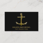 Classy Nautical Gold Anchor op zwart Visitekaartje (Voorkant)