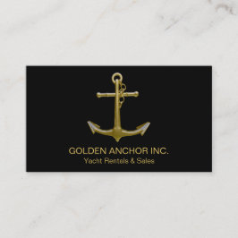 Classy Nautical Gold Anchor op zwart Visitekaartje