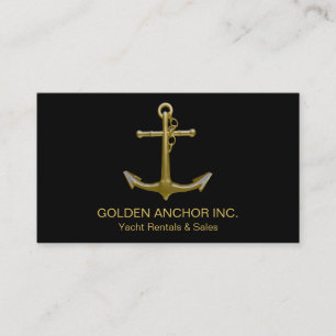 Classy Nautical Gold Anchor op zwart Visitekaartje