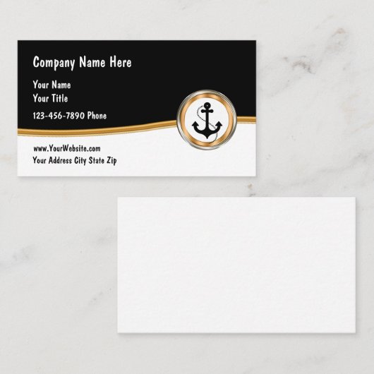 Classy Nautical Marine Theme Visitekaartje (Voorkant / Achterkant)