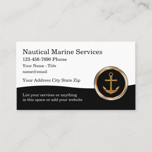 Classy Nautical Marine Theme Visitekaartjes (Voorkant)