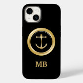 Classy Nautical Monogram Boat Anchor Case-Mate iPhone Case (Achterkant)