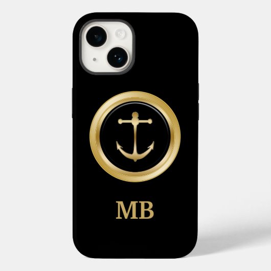 Classy Nautical Monogram Boat Anchor Case-Mate iPhone Case (Achterkant)