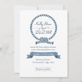 Classy Nautical Rope Ring Wedding Invitations Kaart (Voorkant)