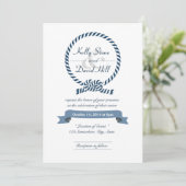 Classy Nautical Rope Ring Wedding Invitations Kaart (Staand voorkant)