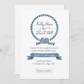 Classy Nautical Rope Ring Wedding Invitations Kaart (Voorkant / Achterkant)
