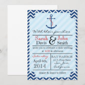 Classy Nautical Wedding Invitation Kaart (Voorkant / Achterkant)