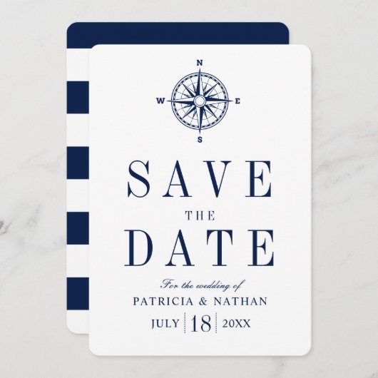 Classy nautisch kompas Sla de datum op Save The Date (Voorkant / Achterkant)