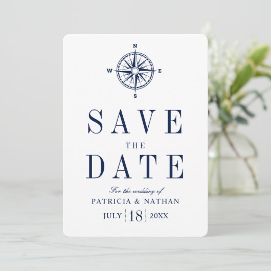 Classy nautisch kompas Sla de datum op Save The Date (Staand voorkant)