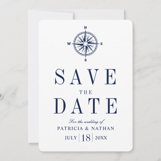 Classy nautisch kompas Sla de datum op Save The Date (Voorkant)