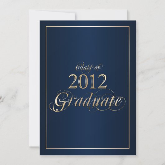 Classy Navy and Gold 2012 Afstuderen uitnodiging (Voorkant)