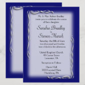 Classy Navy and White Wedding Invitation Kaart (Voorkant / Achterkant)