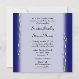 Classy Navy and White Wedding Invitation Kaart