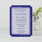 Classy Navy and White Wedding Invitation Kaart (Staand voorkant)