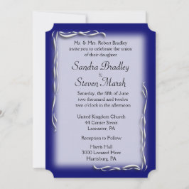 Classy Navy and White Wedding Invitation Kaart