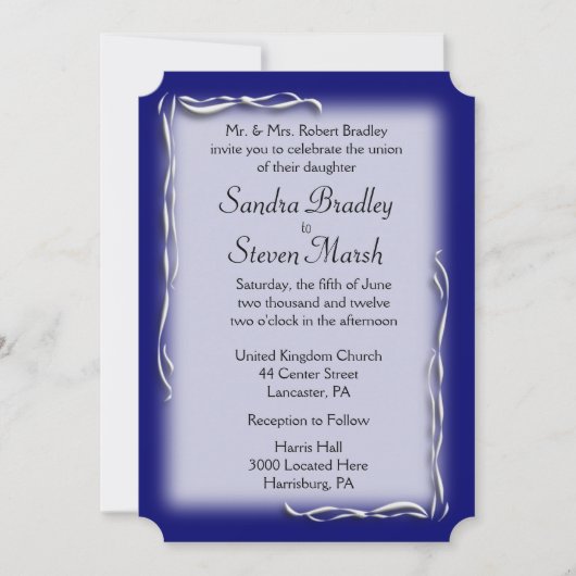 Classy Navy and White Wedding Invitation Kaart (Voorkant)