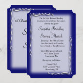 Classy Navy and White Wedding Invitation Kaart (Voorkant / Achterkant)