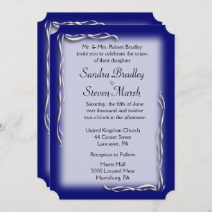 Classy Navy and White Wedding Invitation Kaart