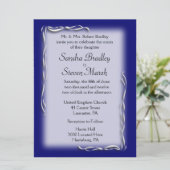 Classy Navy and White Wedding Invitation Kaart (Staand voorkant)