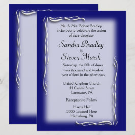 Classy Navy and White Wedding Invitation Kaart