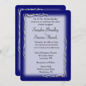 Classy Navy and White Wedding Invitation Kaart (Voorkant / Achterkant)