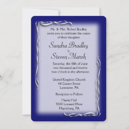 Classy Navy and White Wedding Invitation Kaart