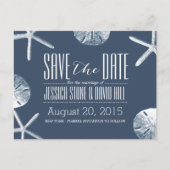 Classy Navy Blue Beach Theme Weddenschap Save the  Aankondigingskaart (Voorkant)